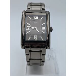 Relic Rectangular Stainless Steel Watch Roman Numerals Date Quartz ZR77109